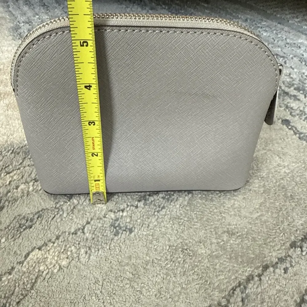 Michael Kors Cindy Travel Pouch Saffiano Leather Dome Cosmetic Bag Gray